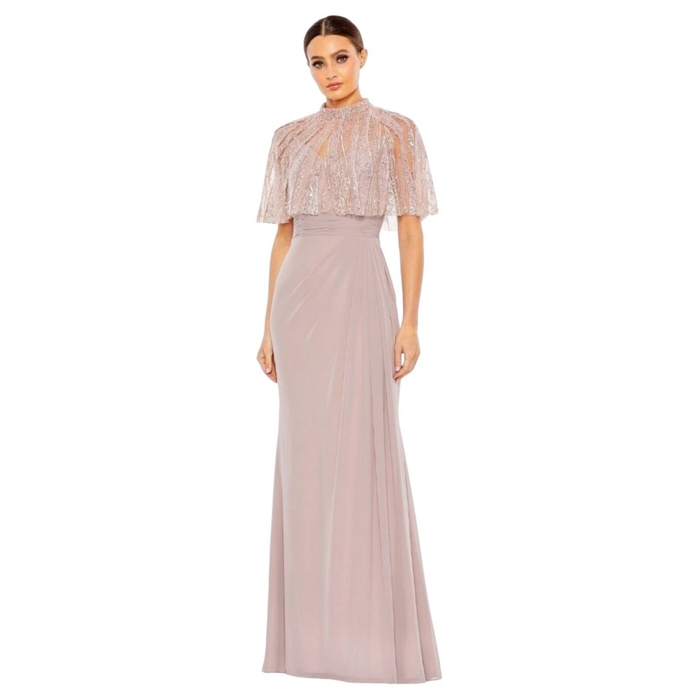 Mac Duggal 20467 Rose Cape Overlay Gown Size 10 $698